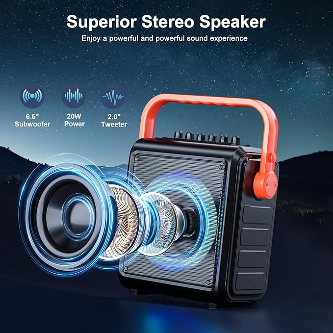 Karaoke Machine, 8000mAh Portable Bluetooth Speaker - Image 4