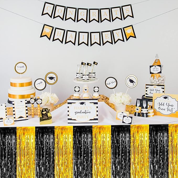 4 Pack 29x108 Inch Metallic Foil Fringe Tinsel Table Skirts - Image 7