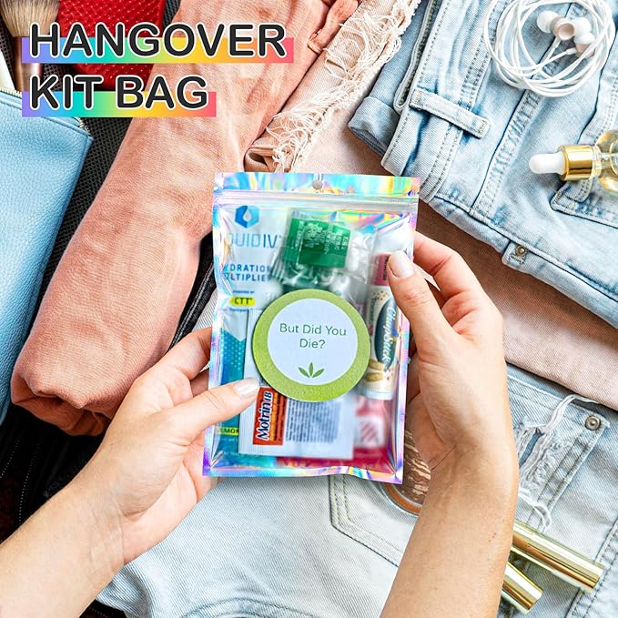 Funfery 50 pcs Mylar Holographic Bags Clear Window Resealable Bags, Foil Bag - Image 5