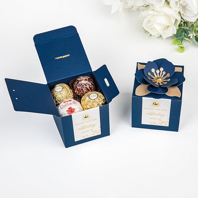 FEIYI 20 PCS Favor Boxes, 3 In 1 Navy Blue Candy Boxes - Image 3