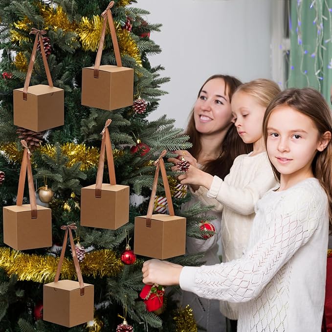 DOYIDE Small Gift Boxes, 20 Pack 5x5x5 Inch Brown Elegant Paper Boxes - Image 6
