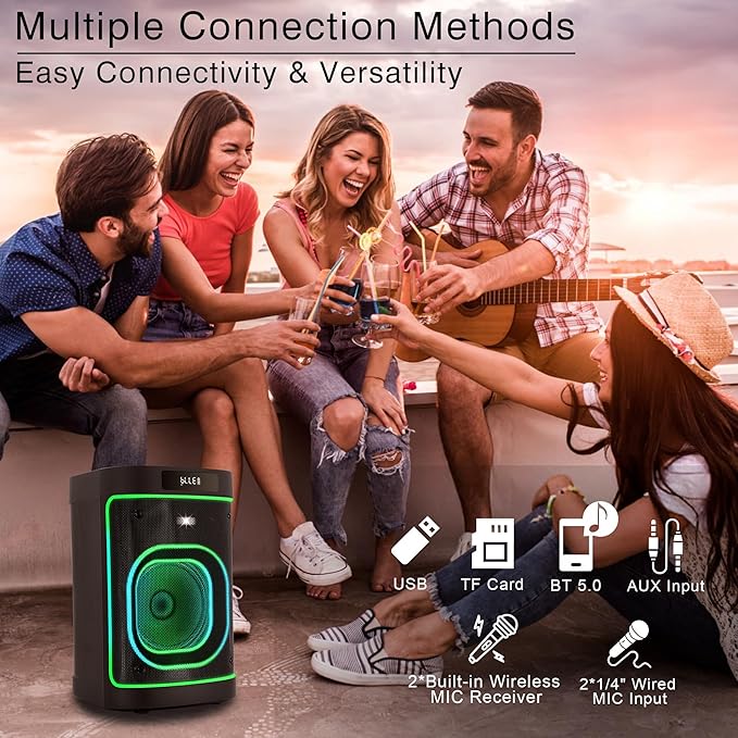 BeatGhost Karaoke Machine Portable Bluetooth Party Speaker 2 Rechargeable - Image 8
