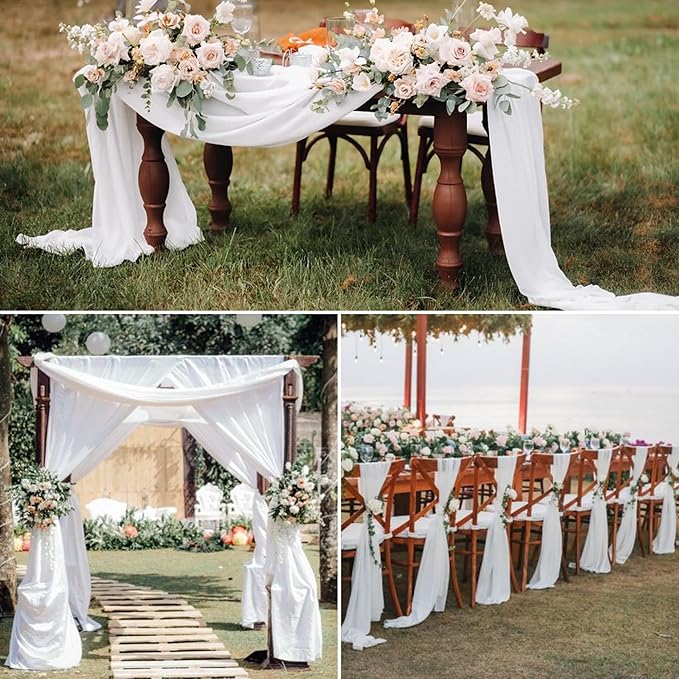 8 Panels Wedding Arch Draping Fabric 28" x 20Ft Wedding Arch Drapes Chiffon - Image 2