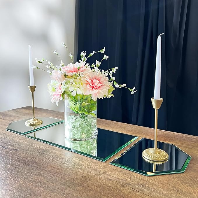 Plymor 36" x 12" Runner Set, 5mm Thick Beveled Glass Mirror - Image 2