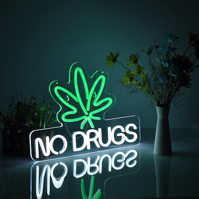 Neon Sign for Wall Decor No Drugs Marijuana Beer Bar Home Art Neon Light LED by ZODZ