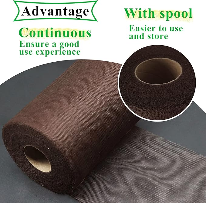 Brown Tulle Fabric Rolls 6 Inch by 100 Yards Fabric Spool Tulle Ribbon - Image 4