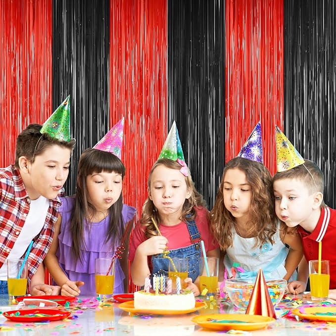 2Pack Black Red Backdrop Curtains Party Decor, Door Streamers Photo Booth - Image 9