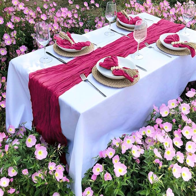 3 Pack Hot Pink Cheesecloth Table Runner Summer Sheer Fuschia Cheese Cloth - Image 8