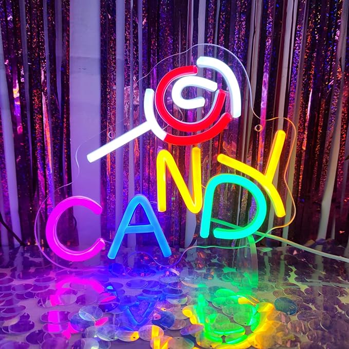 Candy Neon Sign Candy Bar Signs Candy Shop Neon Candy Sign Cherry Neon Sign - Image 2