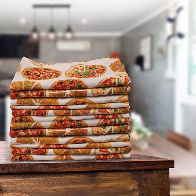 Urban Villa Dinner Napkins Pizza Print Cloth Napkins Oversized 20x20 Inches - Image 4