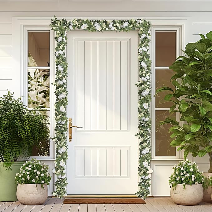 MAKHOT 2Pack White 6.6Ft Artificial Eucalyptus Garland - Image 6