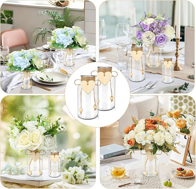Vintage Glass Vases for Flowers, Bridal Shower Bud Vase Set - Image 6