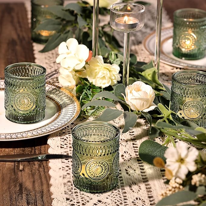 DARJEN Green Votive Candle Holders Set of 36- Glass Candle Holders Bulk - Image 2
