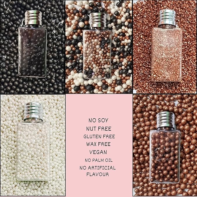 Confect Sprinkle Mix – Elegant Black, Bronze & White Sugar Pearls - Image 4