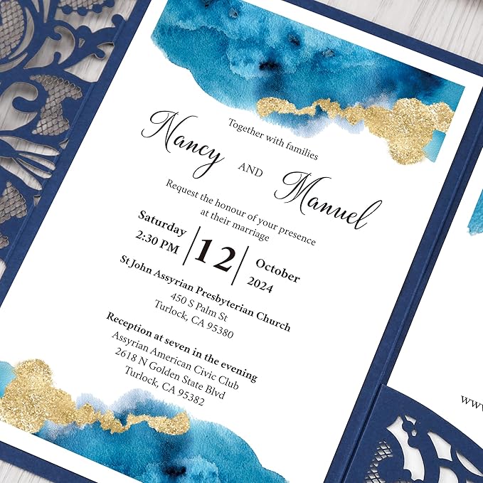 DORIS HOME 50PCS Laser Cut Wedding Invitations - Image 6