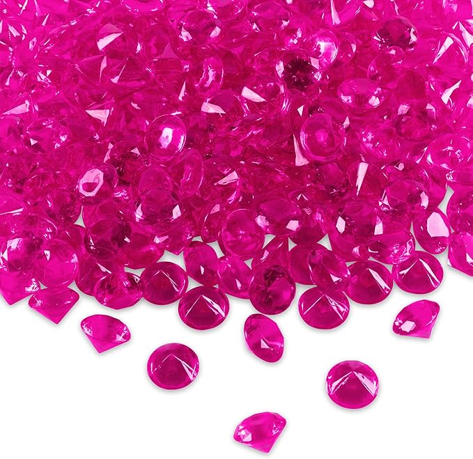 Super Z Outlet Fuchsia Acrylic Round Diamond Crystals Treasure Gems by SuperZOutlet