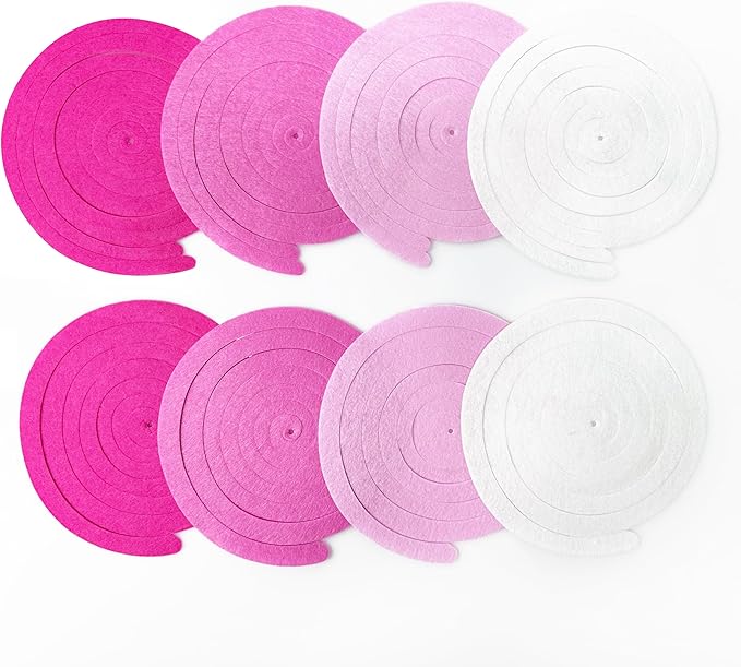 36 Pcs Hot Pink Hanging Swirl Decorations Ombre Pink White Felt Swirl Streamer - Image 7