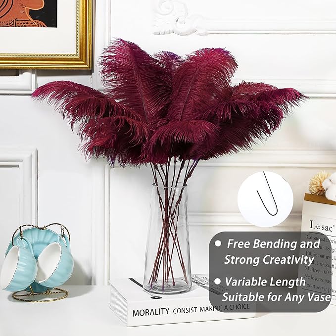 Holmgren Burgundy Ostrich Feathers Bulk - Image 3