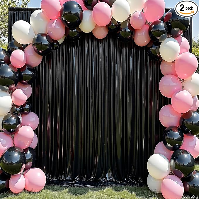 10x10 ft Wrinkle Free Black Sequin Backdrop Curtain by ENJOYYOURPARTY