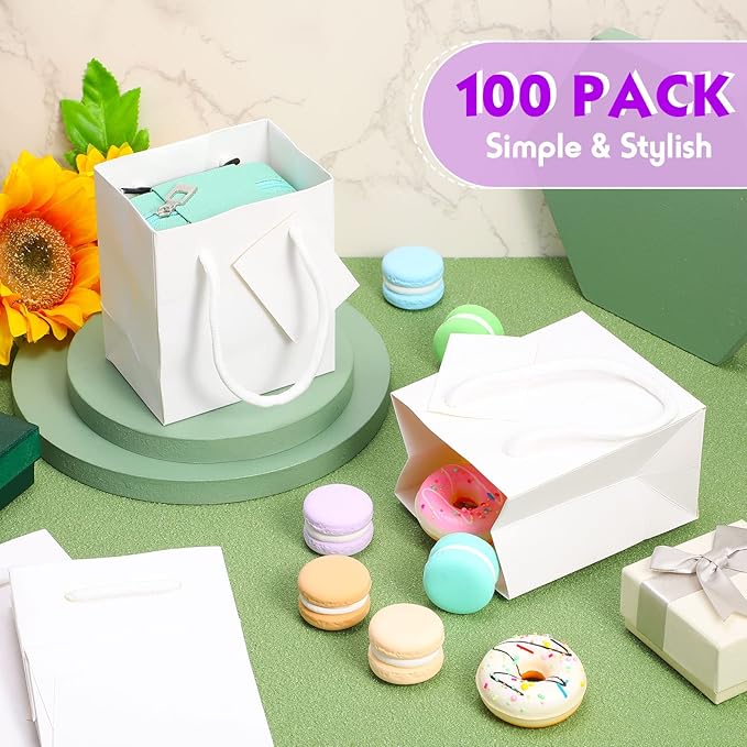 Sherr 100 Pack Mini Gift Bags Bulk, 4 x 2.75 x 4.5 Inches Paper Bags - Image 7
