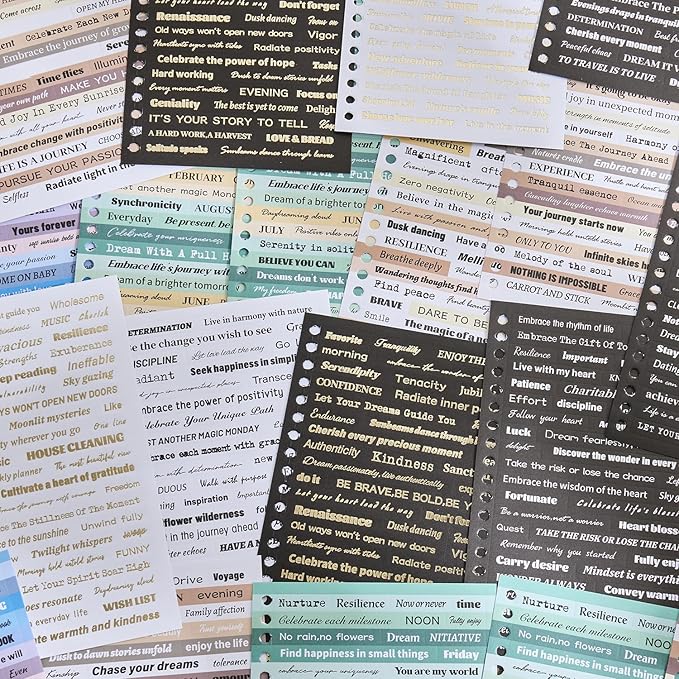 2500+ Pcs Word Stickers for Journaling, 50 Sheets Quote Sticker Gold Foil Art - Image 4