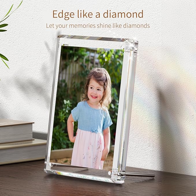 NIUBEE 5x7 Acrylic Picture Frames, Diamond Edge Design, Portrait and Landscape - Image 3
