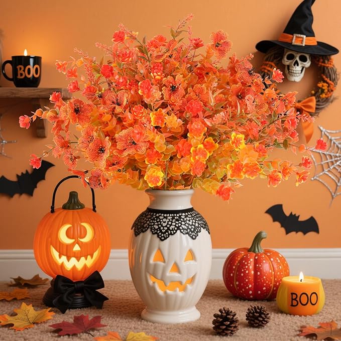 AmyHomie 16 Bundles Mix Orange Artificial Fall Flowers - Image 4