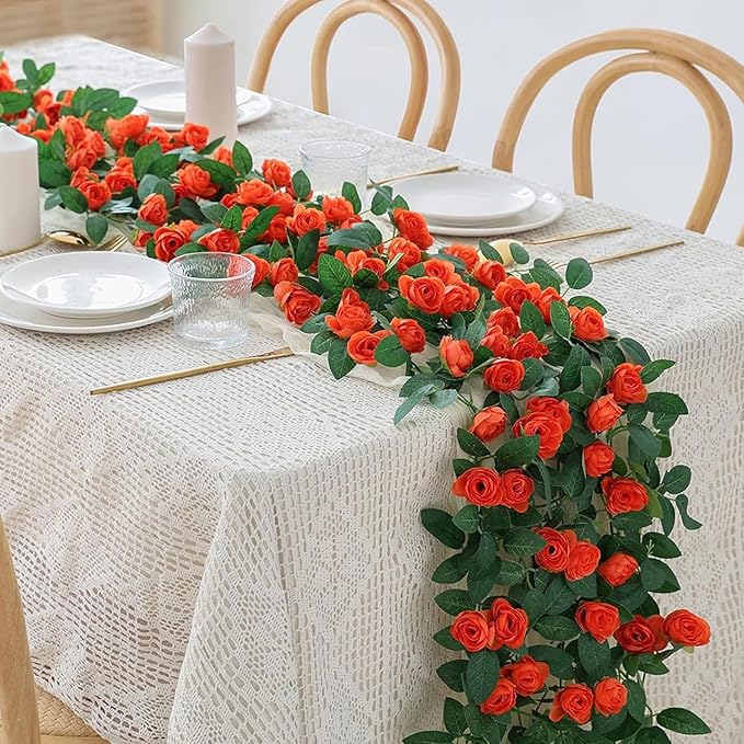 4 Packs Artificial Rose Garland: 31.48Ft Each Fake Flower Vine by KTGOW