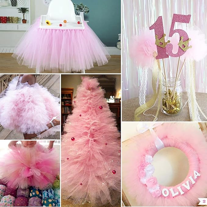 Pink Tulle Fabric Rolls 54 Inch by 40 Yards Tulle Bolt Spool - Image 4