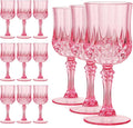 Pink Plastic Wine Glasses 7oz – 12 Pcs Unbreakable Pink Plastic Goblets by CALBODE