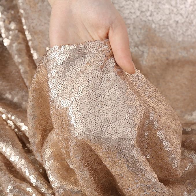 Poise3EHome Champagne Sequin Backdrop, 10Ft x 10Ft Glitter Photography - Image 3
