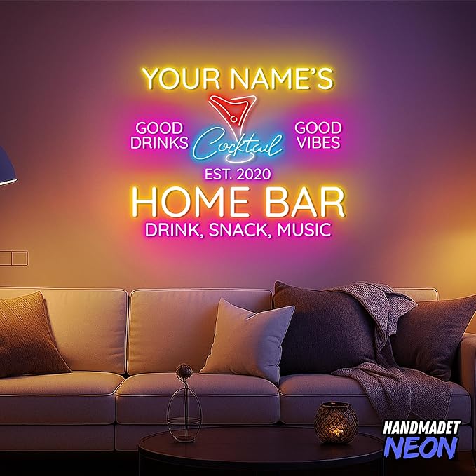 Personalized Cocktail Neon Sign Accessories, Custom Home Bar, Man Cave Decor - Image 3