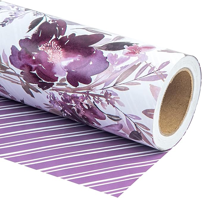 WRAPAHOLIC 30 Inch Jumbo Reversible Floral Wrapping Paper by WRAPAHOLIC
