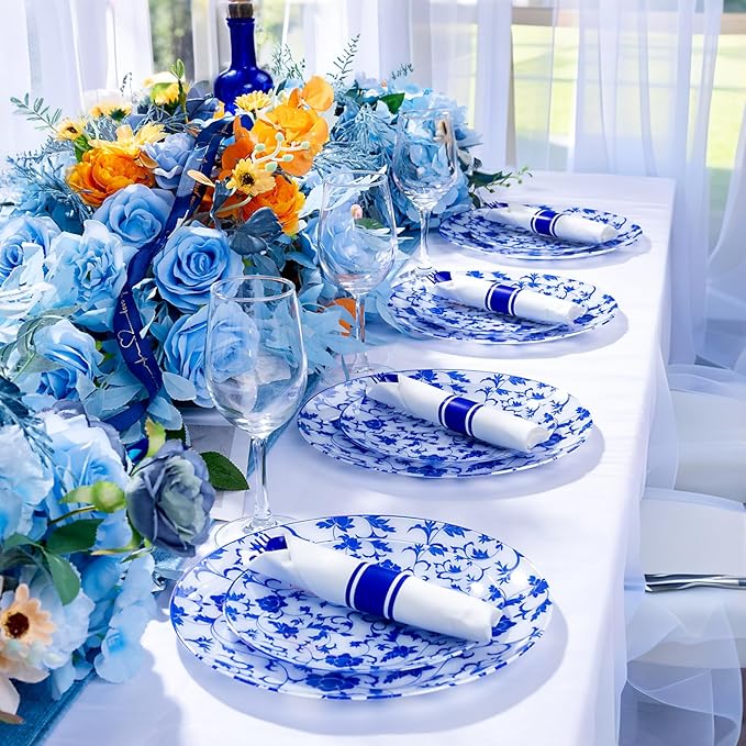 400PCS Pre Rolled Blue Plastic Silverware Sets - Image 4