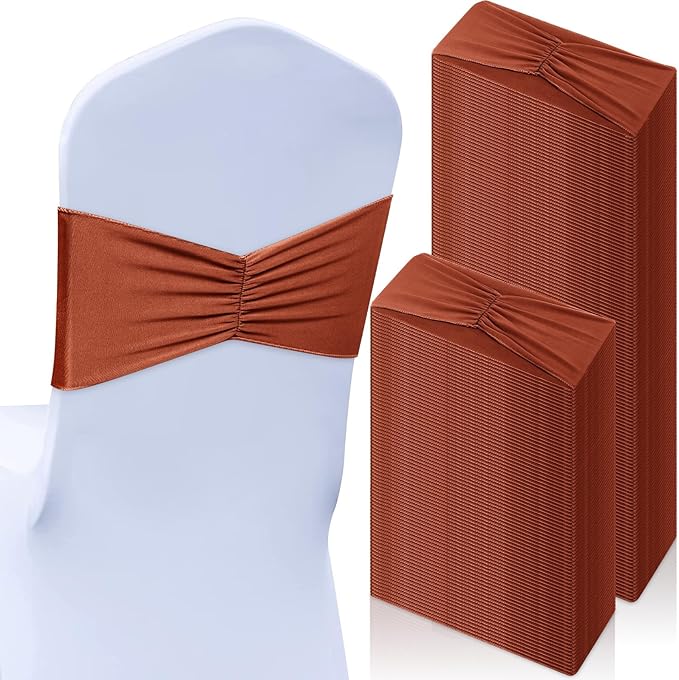 Moukeren 100 Pcs Spandex Chair Sashes Bows Bands Slider Sashes by Moukeren