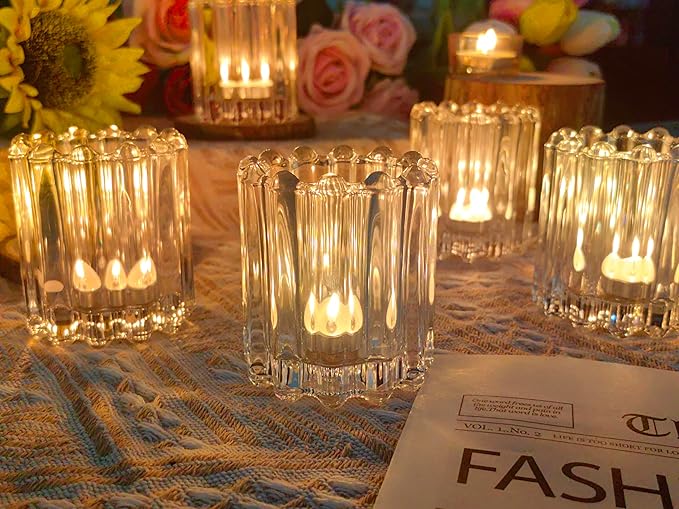 GOLDEAL 24Pcs Clear Glass Votive Candle Holders, Heavy-Duty Extra Thick - Image 7