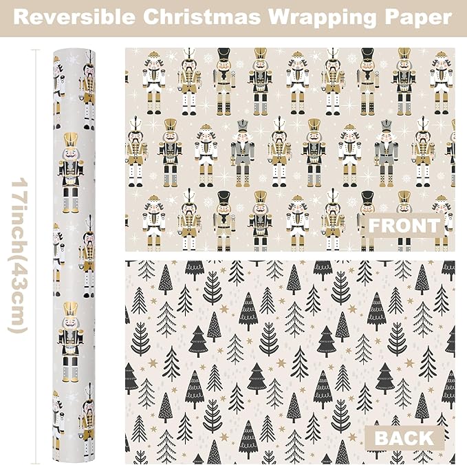 Ulmasinn Reversible Christmas Wrapping Paper Roll - Image 8
