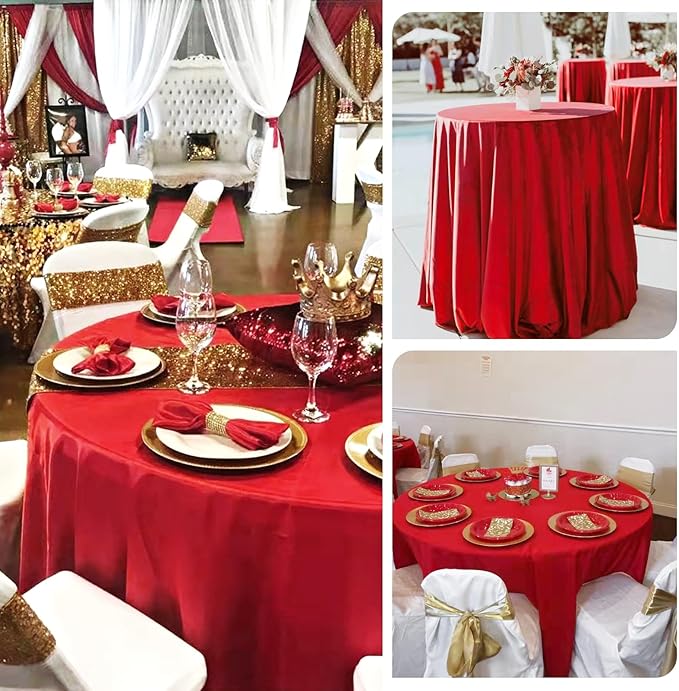 12 Pack Round Tablecloths 120 Inch, Stain and Wrinkle Resistant Washable Fabric - Image 6