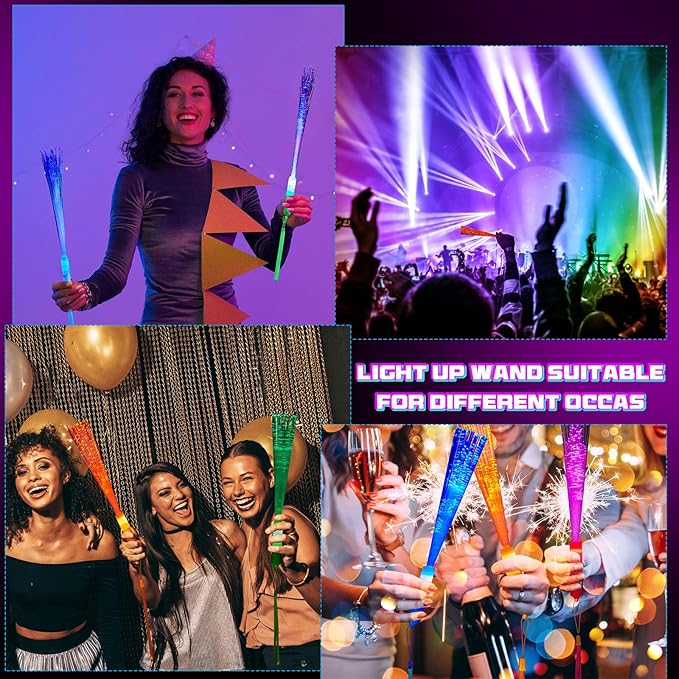 Lewtemi 60 Pack Fiber Optic Wand Glow Wand LED Light Up Wand Bulk - Image 5
