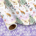 LeZakaa Christmas Reversible Wrapping Paper Roll, Watercolor Winter Forest by LeZakaa