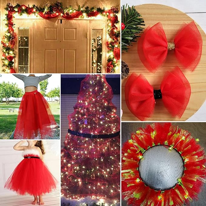 Red Tulle Fabric Rolls 6 Inch by 200 Yards Fabric Spool Tulle Ribbon - Image 4