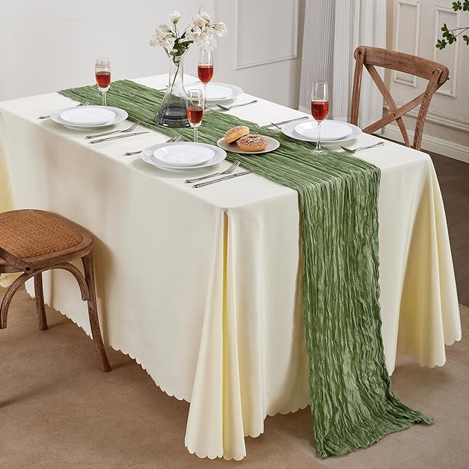 12 Pack Sage Green Cheesecloth Table Runner 10FT Long Boho Gauze Table Runner - Image 7
