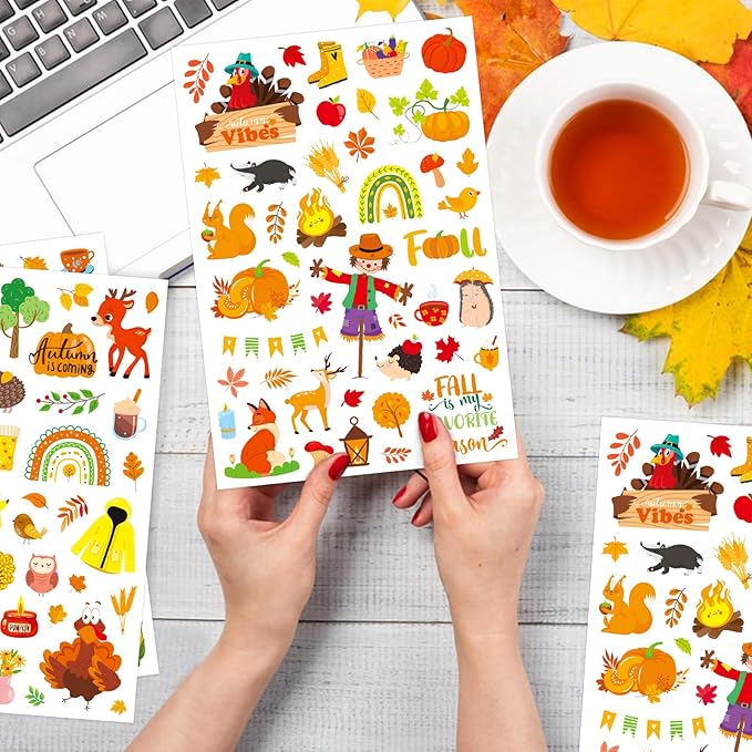Fall Autumn Adhesive Stickers 990 Counts Woodland Pumpkin Stickers - Image 3