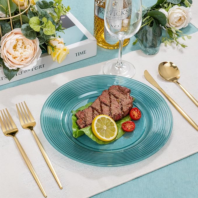 FLOWERCAT 100PCS Clear Blue Plastic Plates - Image 4