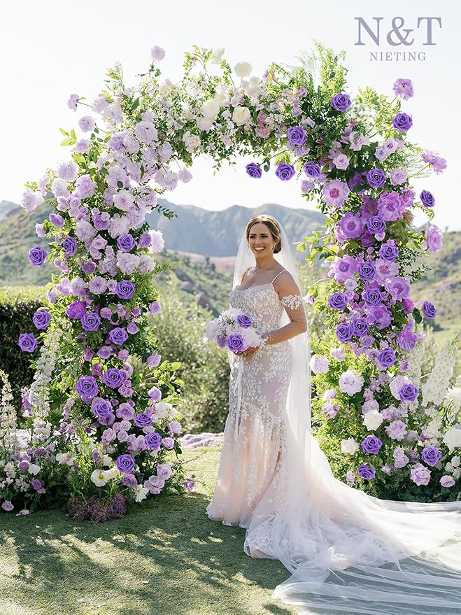 N&T NIETING Fake Flowers Purple Roses - Image 3