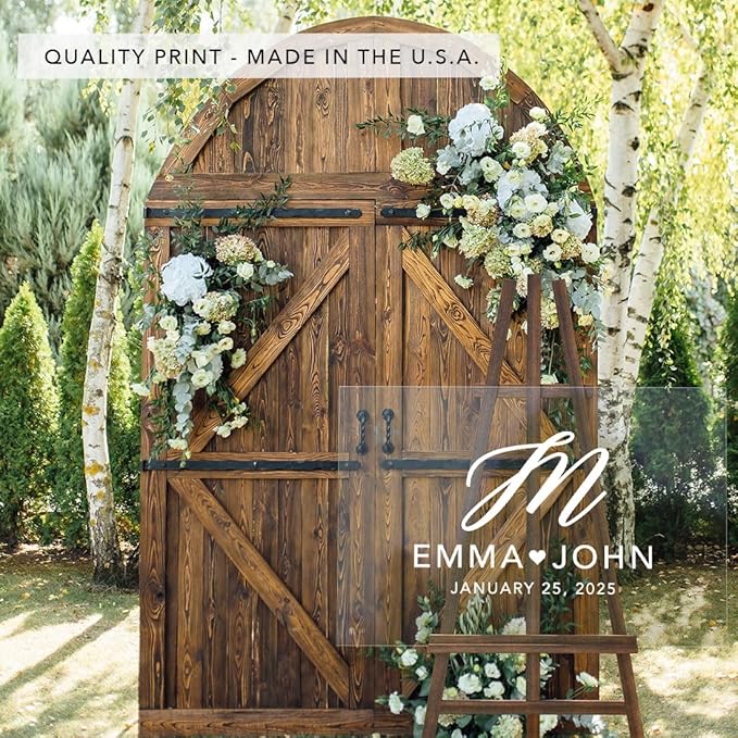 Andaz Press Custom Large Wedding Acrylic Sign, 16 x 24 Inches, Monogram Script - Image 5