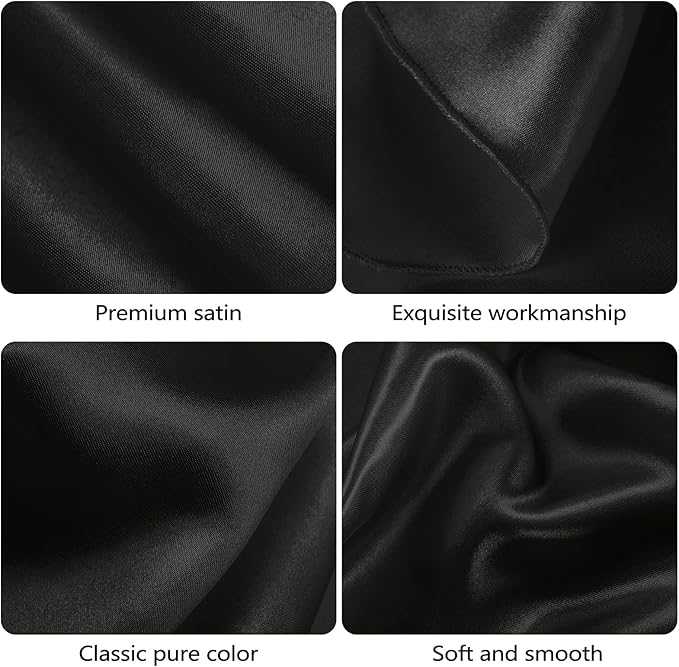Ruisita 120 Inches Round Satin Tablecloths Black Overlay Round Satin Table - Image 3