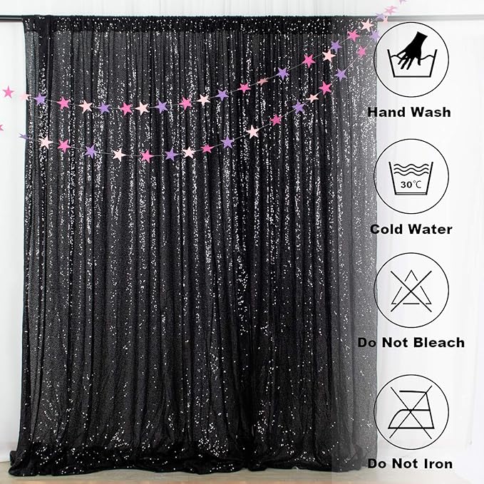 ShinyBeauty Black Sequin-Backdrop-20FTx10FT Sequins Fabric Backdrops - Image 6