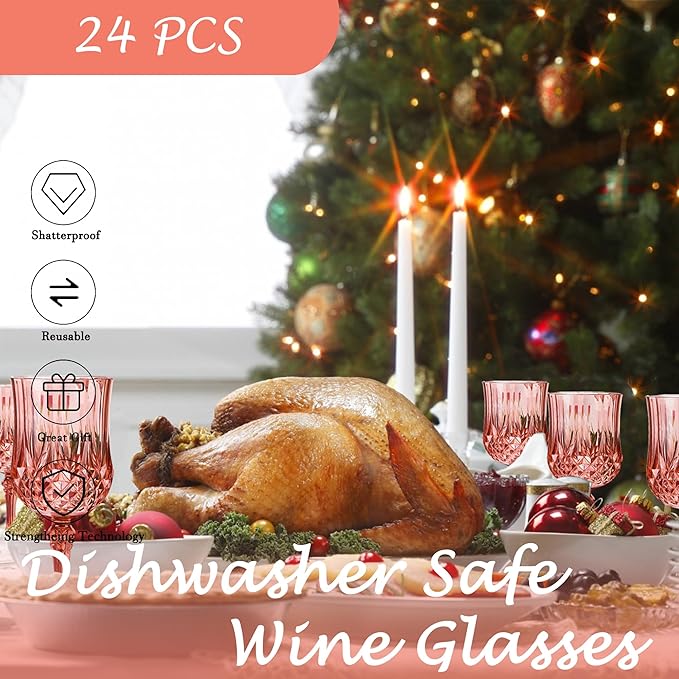Plastic Wine Glasses，Plastic Goblets Vintage Style Cordial Drinking Glasses - Image 4
