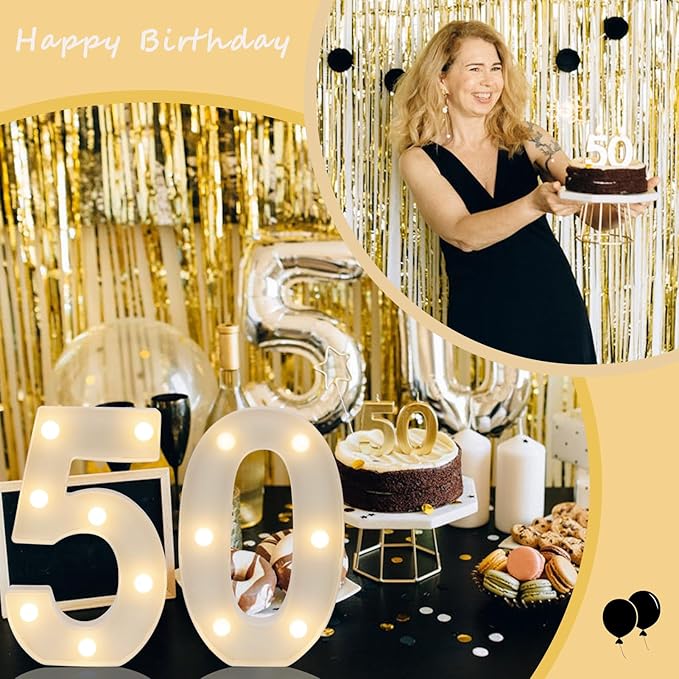 Decorative Led Light Up Numbers, 50th Birthday Decorations, Warm White Led - Image 4